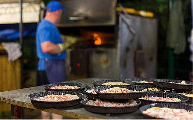 Flammekueche en live cooking lors d'une réception à Strasbourg